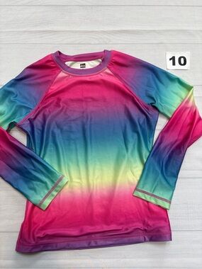 Tea Collection Pink Blue Green Ombre Long-Sleeve Rashguard